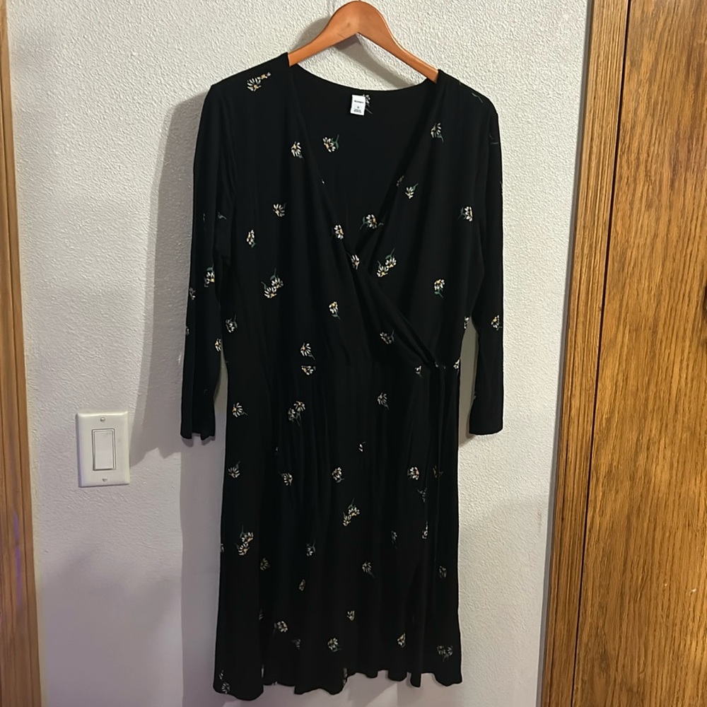 Old Navy Black Dress with Floral Design